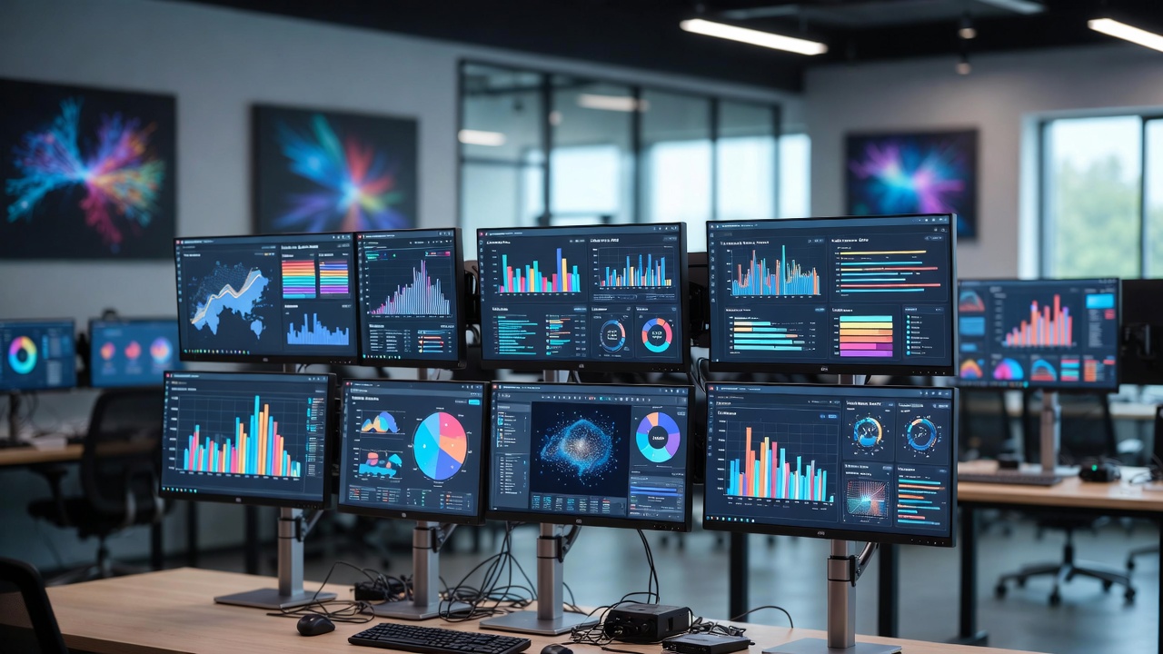 Modern dashboard analytics workspace with Looker Studio, BigQuery, GA4 and CallRail